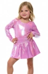 Beach Lingo Kids' Metallic Cover-up Skort In Pink