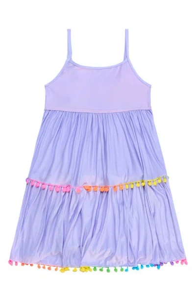 Beach Lingo Kids' Pom Trim Tiered Cover-up Sundress