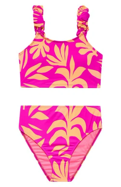 Beach Lingo Kids' Puff Strap Two-piece Swimsuit In Multi