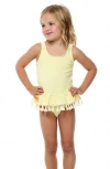 Beach Lingo Kids' Ruffle One-piece Swimsuit In Buttercup