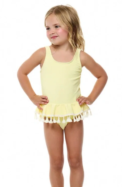 Beach Lingo Kids' Ruffle One-piece Swimsuit In Buttercup