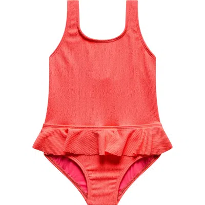 Beach Lingo Kids' Ruffle Textured One-piece Swimsuit In Blue