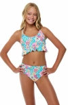 Beach Lingo Kids' Ruffle Two-piece Swimsuit In Blue Multi