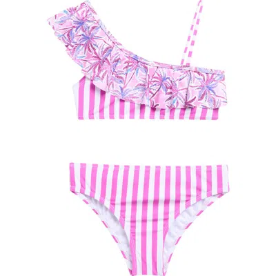 Beach Lingo Kids' Ruffle Two-piece Bikini Swimsuit In Pink