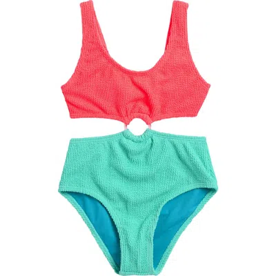 Beach Lingo Kids' Scrunchie Ring Front One-piece Swimsuit In Multi