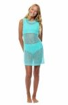 Beach Lingo Kids' Sheer Cover-up Dress In Blue
