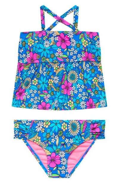 Beach Lingo Kids' Tankini Two-piece Swimsuit In Blue