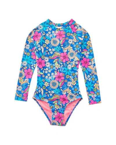 Beach Lingo Kids' Rash Guard One-piece In Blue