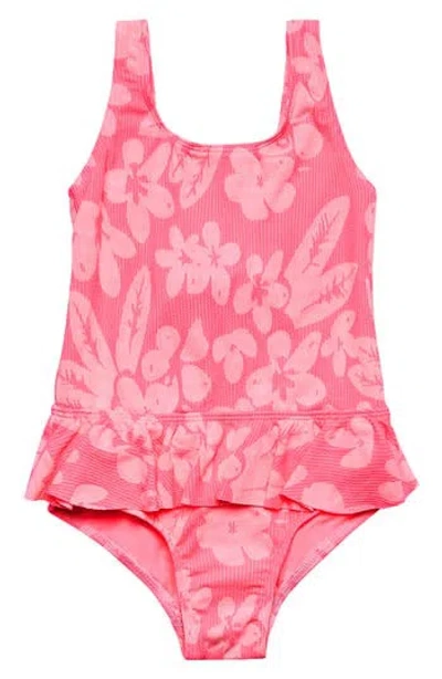 Beach Lingo Ruffle Jacquard One-piece Swimsuit In Papaya