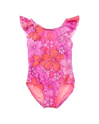 Beach Lingo Kids' Ruffle Strap One-piece In Pink