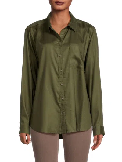 Beach Lunch Lounge Women's Kimberly Solid Longline Shirt In Olive