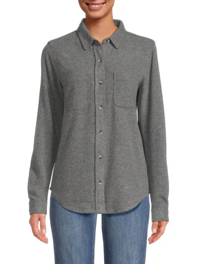 Beach Lunch Lounge Women's Sally Button Front Shirt In Dark Heather