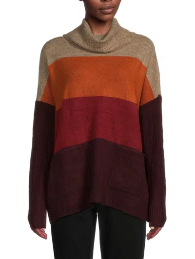 Beach Lunch Lounge Women's Sedona Colorblock Turtleneck Sweater In Berry Mix