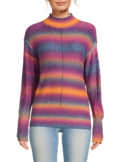 Beach Lunch Lounge Women's Shadow Wool Blend Turtleneck Sweater In Twilight Stripe