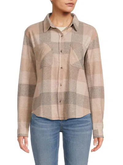 Beach Lunch Lounge Women's Tobey Plaid Shirt In Sepia Rose