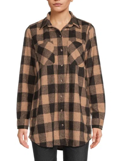 Beach Lunch Lounge Women's Tyler Plaid Button Down Shirt In Tan Black