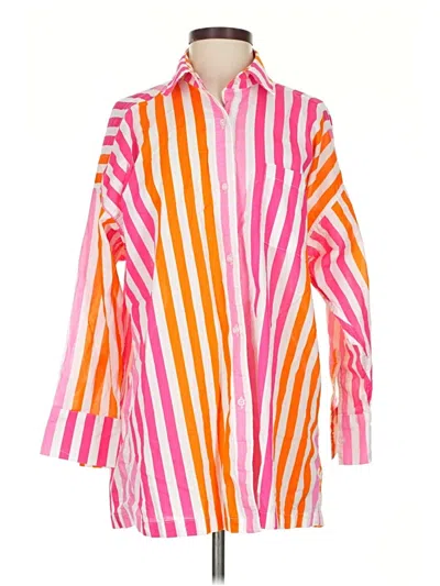 Pre-owned Beach Riot 3/4 Sleeve Button Down Shirt In Pink