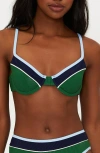 Beach Riot Addyson Colorblock Underwire Bikini Top In Green