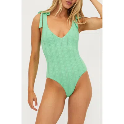 Beach Riot Akira Embroidered One-piece Swimsuit In Green