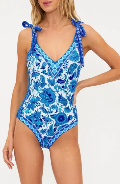 Beach Riot Akira Placement Print One-piece Swimsuit In Blue