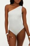 Beach Riot Alba Waffle One-shoulder One-piece Swimsuit In Silver Shine