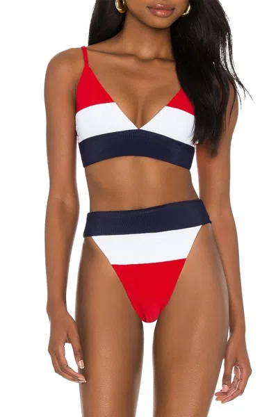 Beach Riot Alexis Bikini Bottom In Red/white/blue In Multi