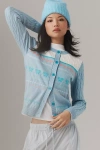Beach Riot Ally Bow Crewneck Cardigan Sweater In Blue