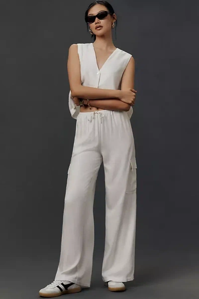 Beach Riot Amara Linen Blend Cargo Pants In White