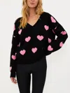Beach Riot Amour Hearts Sweater In Black In Black