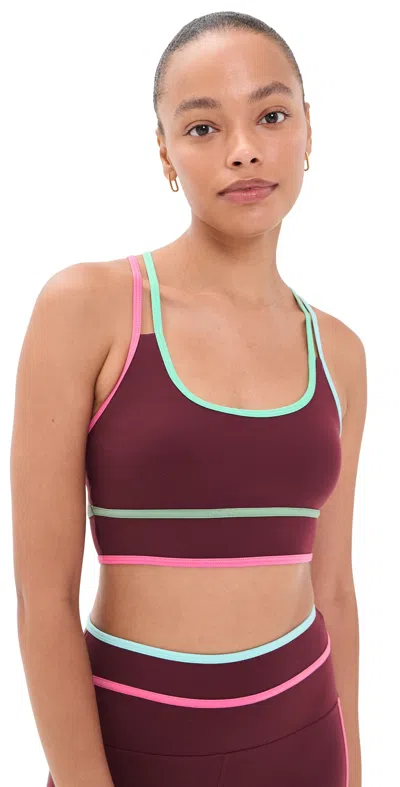 Beach Riot Anari Sports Bra Raspberry Bloom Colorblock In Burgundy