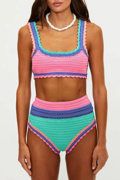 Beach Riot Andy Bikini Top In Sea Breeze Crochet In Multi