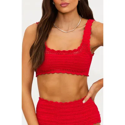 Beach Riot Andy Crochet Bikini Top In Red