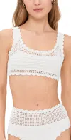 Beach Riot Elliot Crochet Bikini Top In White