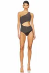 Beach Riot Anja Stud Cutout One-piece Swimsuit In Brown