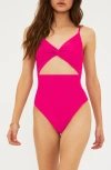 Beach Riot Annalisa Textured One-piece Swimsuit In Raspberry