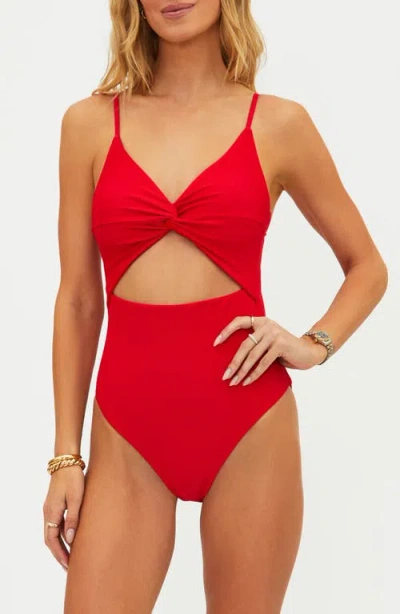 Beach Riot Annalisa Textured One-piece Swimsuit In Red