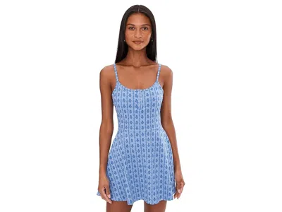 Beach Riot Ari Floral Knit Skater Dress In Blue