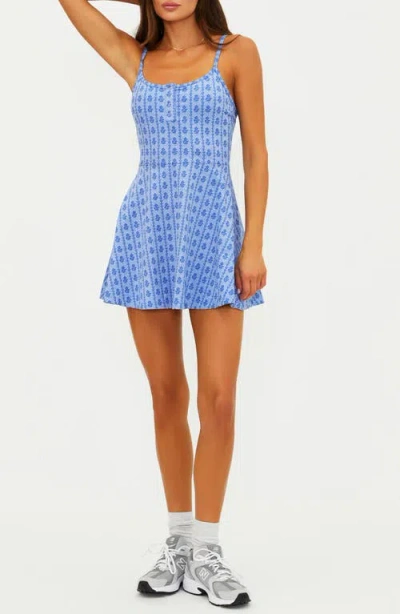 Beach Riot Ari Floral Knit Skater Dress In Blue