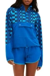 Beach Riot Atticus Moisture Wicking Pullover Jacket In Imperial Blue Check