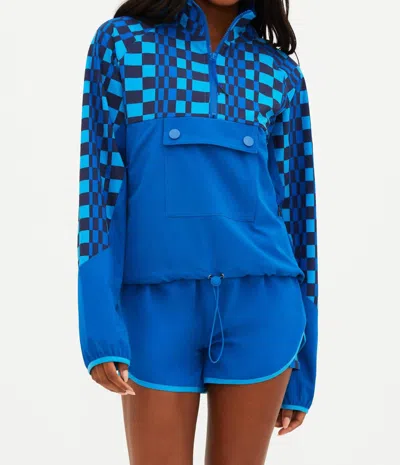 BEACH RIOT ATTICUS PULLOVER IN IMPERIAL BLUE CHECK