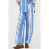 Beach Riot Audley Stripe Linen Cover-up Pants In Blue