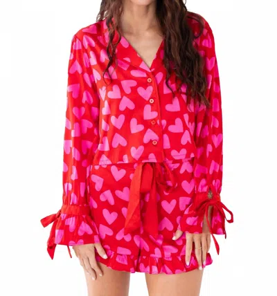 Beach Riot Aurora And Luna Pajama Set In Valentine Heart In Multi