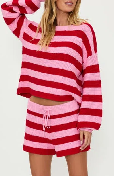 Beach Riot Ava Cotton Cover-up Sweater In Candy Cane Stripe