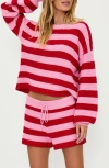 Beach Riot Ava Cotton Cover-up Sweater In Candy Cane Stripe