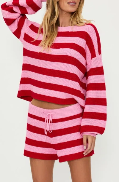 Beach Riot Ava Cotton Cover-up Sweater In Candy Cane Stripe
