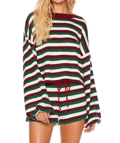 Beach Riot Ava Sweater Festive Stripe In Multi Color In White