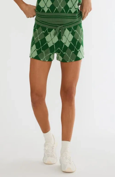 Beach Riot Balboa Argyle Knit Shorts In Green