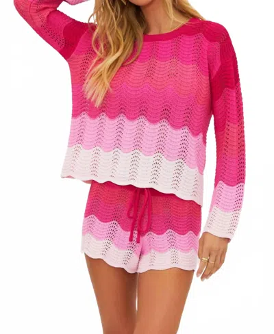 Beach Riot Balboa Beach Sweater In Electric Pink Wave In Multi