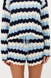 Beach Riot Balboa Chevron Stripe Pointelle Cover-up Shorts In Blue