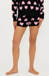Beach Riot Balboa Heart Cotton Shorts In Love Heart